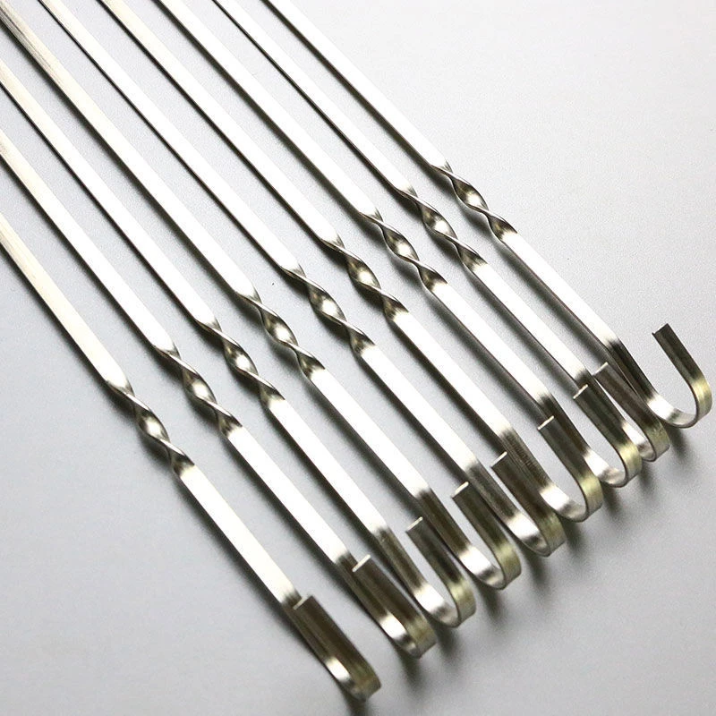 不锈钢9字钩烧烤签子吊炉挂炉瓦罐烧烤签扁钎烤针带钩烤肉签子