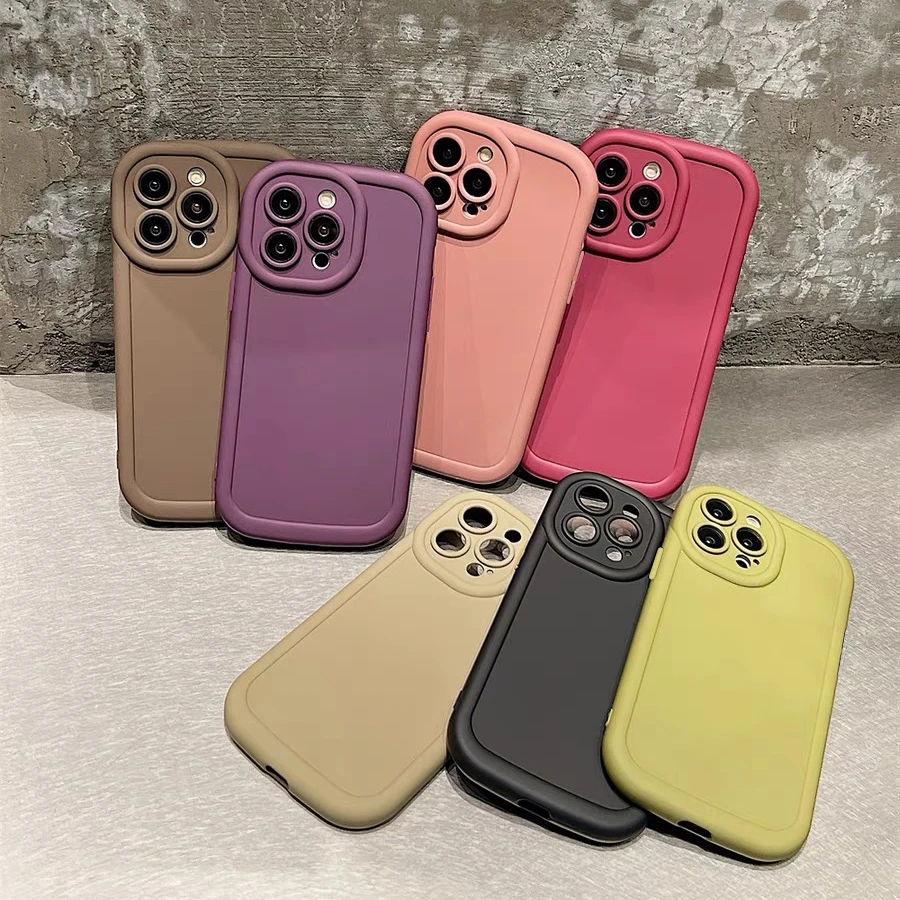 高级简约纯色泡芙壳适用苹果15手机壳iphone13/14promax防摔12/11