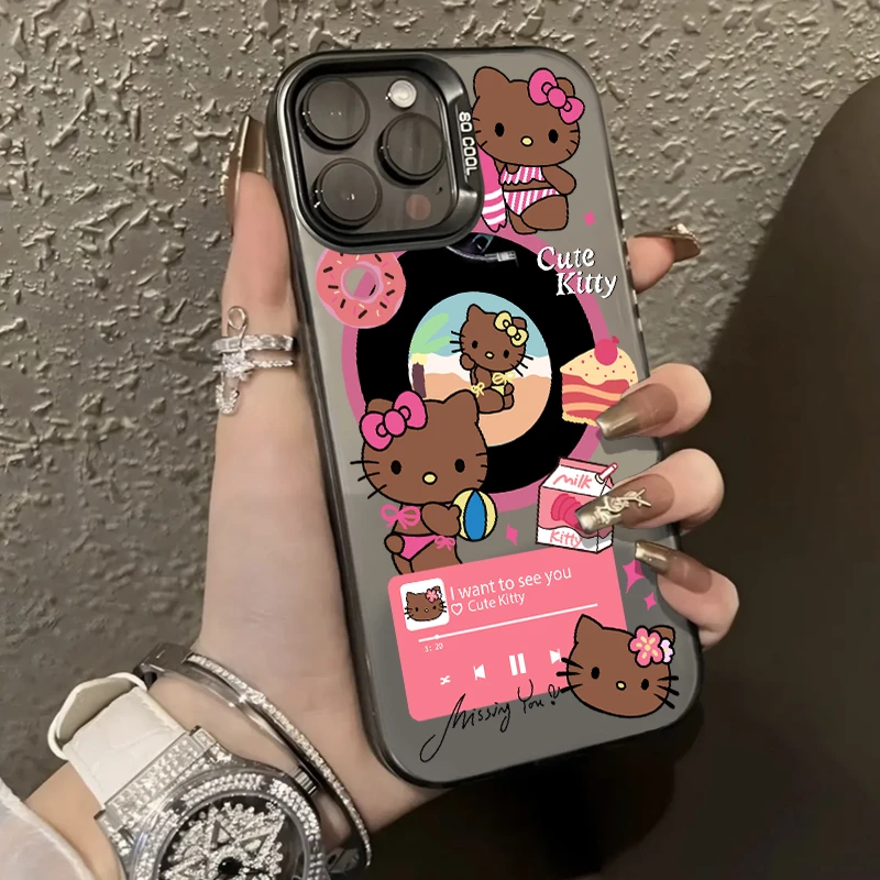 凯蒂猫唱片元气壳适用苹果14手机壳iPhone13promax新款12半包11潮