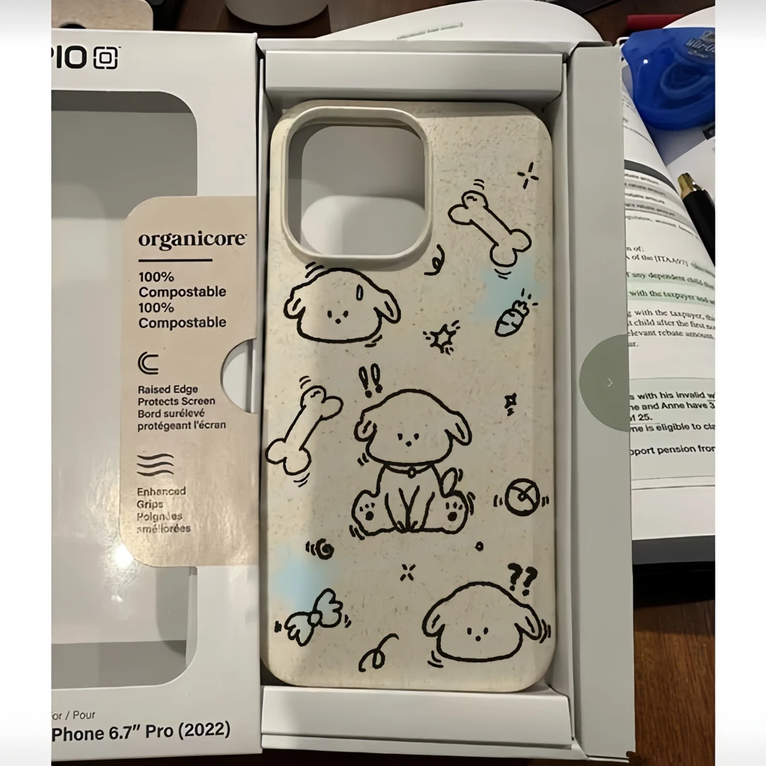 线条狗小麦壳适用苹果14手机壳iPhone13promax新款12全包11软xs女