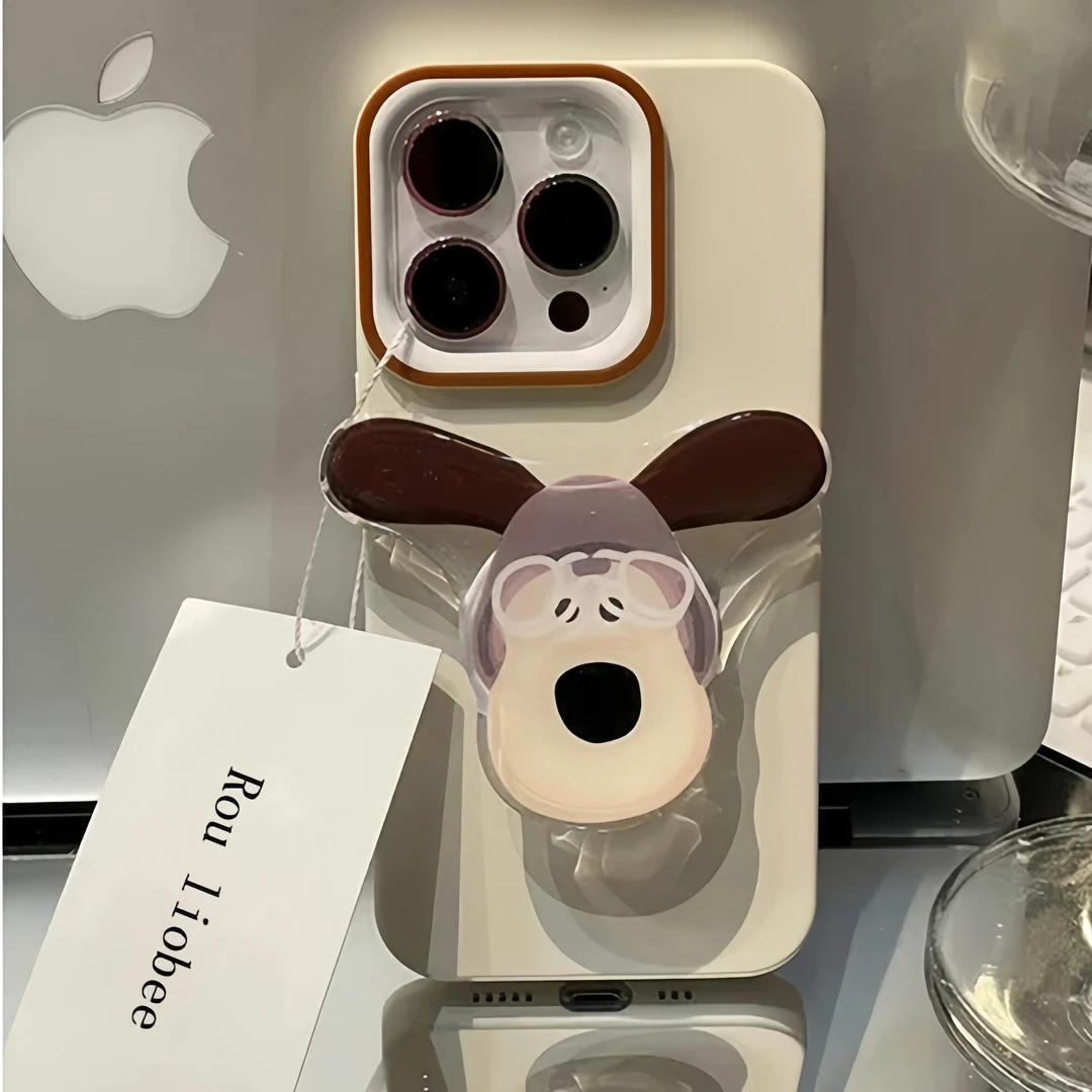 简约狗狗支架适用苹果15手机壳iPhone13/14promax新款12全包女