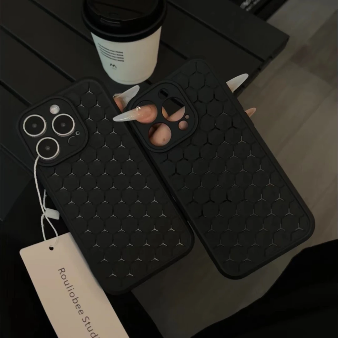 夕与空蜂窝散热壳适用苹果15手机壳iPhone14/13promax防摔12/11软