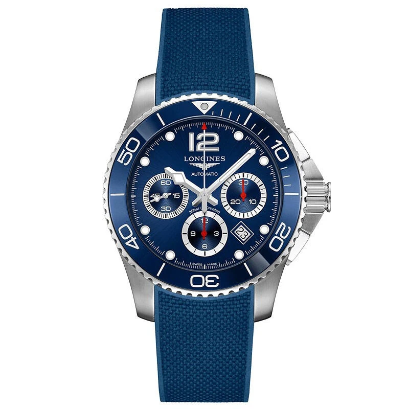 99新 Longines/浪琴 康卡斯三眼/机械/蓝盘//表径43mm/