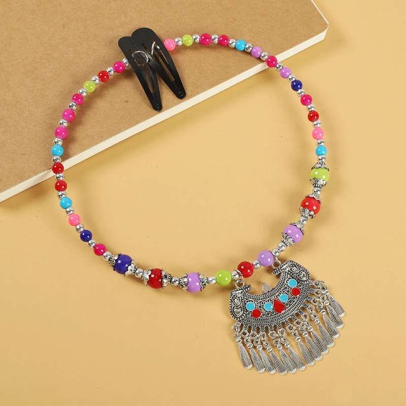 合金项链 复古民族风流苏额饰异域苗族头饰眉心坠额头链古风拍照