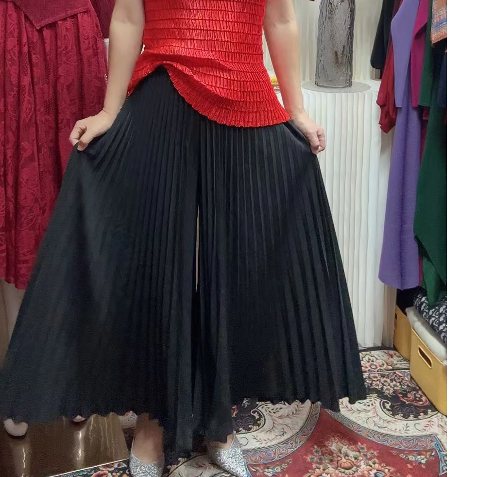 褶皱宽褶净版大阔腿裤