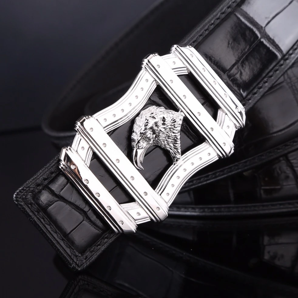 S925纯银 8字鹰 男士个性腰带扣头高档纯银扣头 高端大气休闲扣头