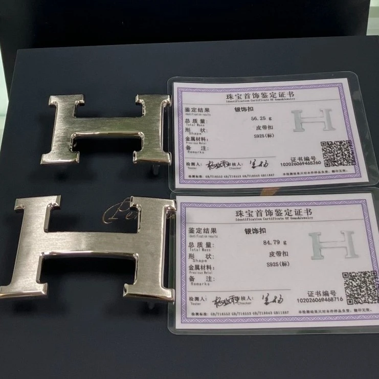 淑抱盛 S925纯银 拉丝工字扣 3.8 3.2宽 男士腰带扣头纯银扣头