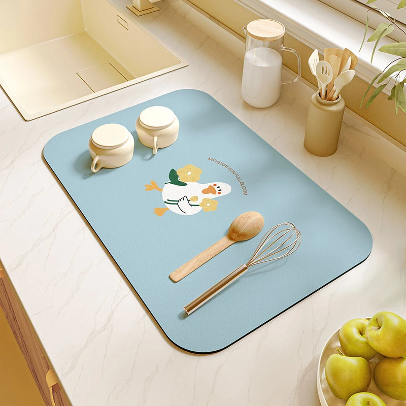 厨房硅藻泥隔热耐热桌垫桌面沥水垫吸水垫家用碗垫可爱小清新台面