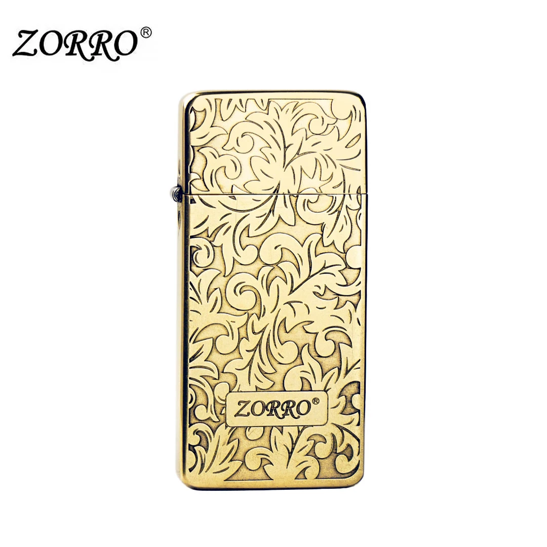 ZORRO佐罗超薄大唐草防风煤油打火机薄款窄机创意雕刻精雕窄版