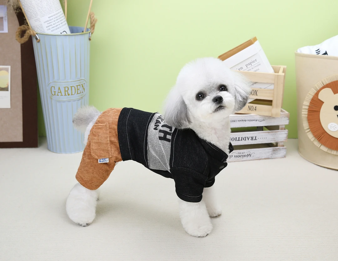 金冠宝贝宠物服装欧美风小高领四脚棉衣保暖法兰绒狗狗冬季必备衣