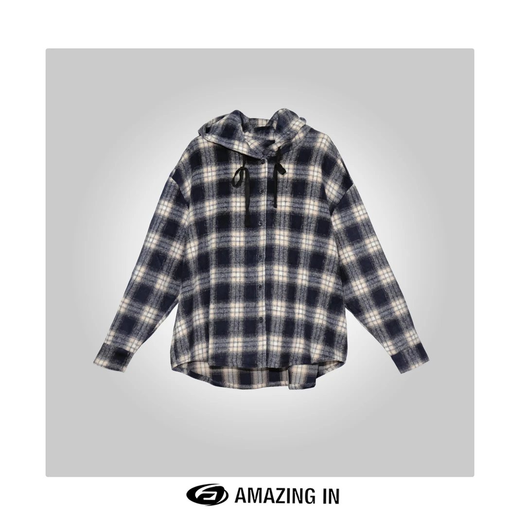 AMAZING IN | 磨毛工艺 | 定织定染格纹衬衫女 A241012-LMT-91994