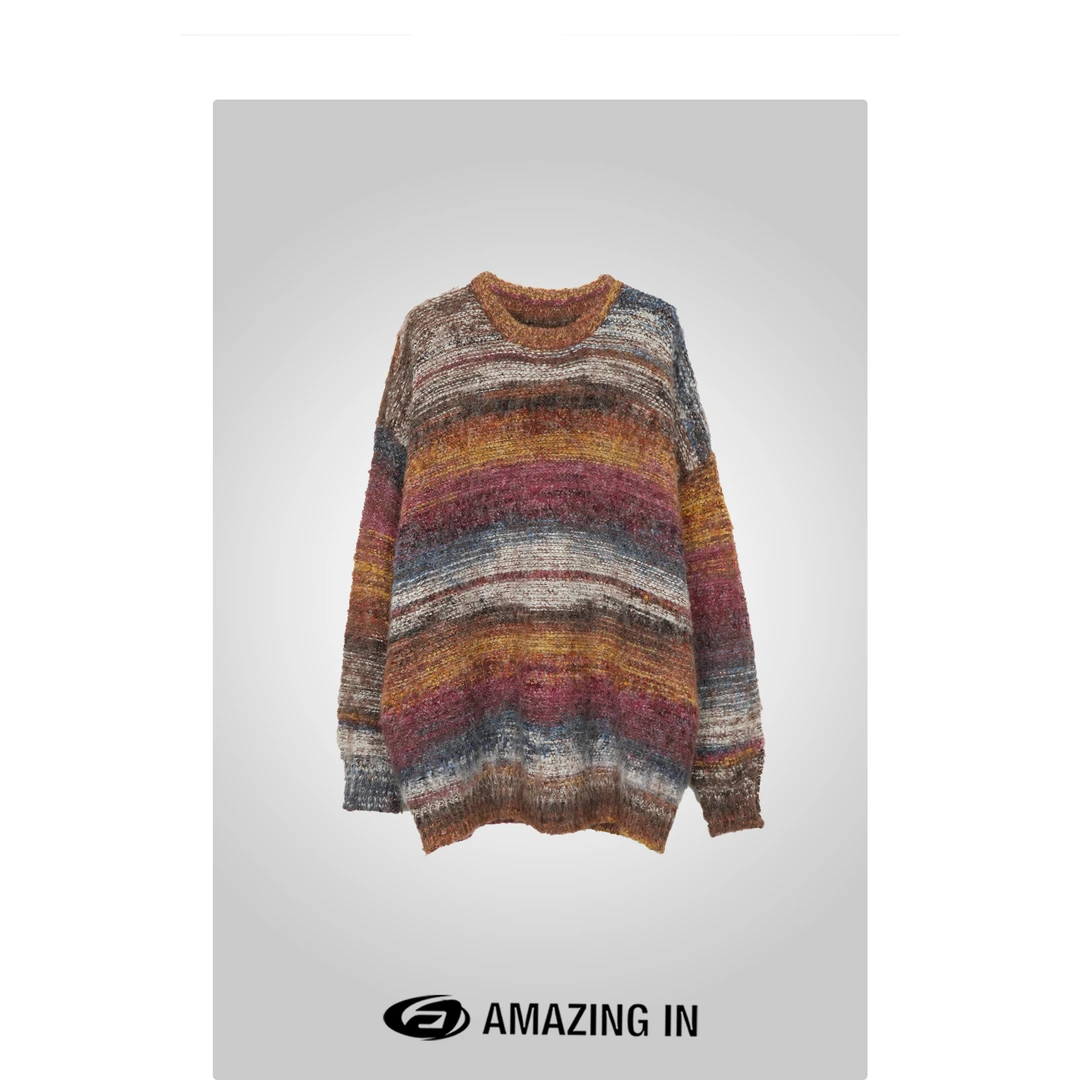 AMAZING IN | 羊&毛混纺 | 定制彩纱条纹毛衣 A240914-JVM-11735
