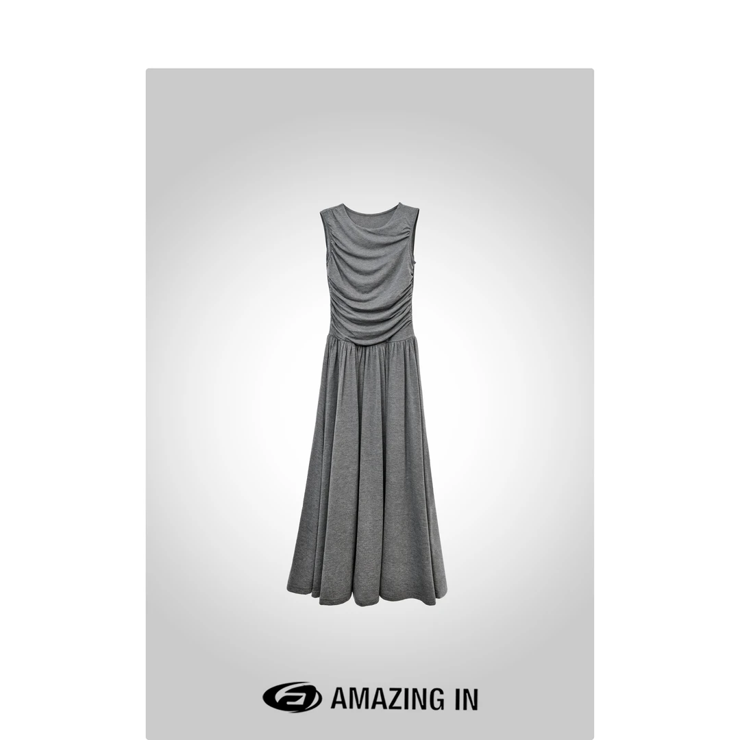 AMAZING IN “遮月”云朵棉显瘦无袖堆叠连衣裙 A240604-NYAJ-05033