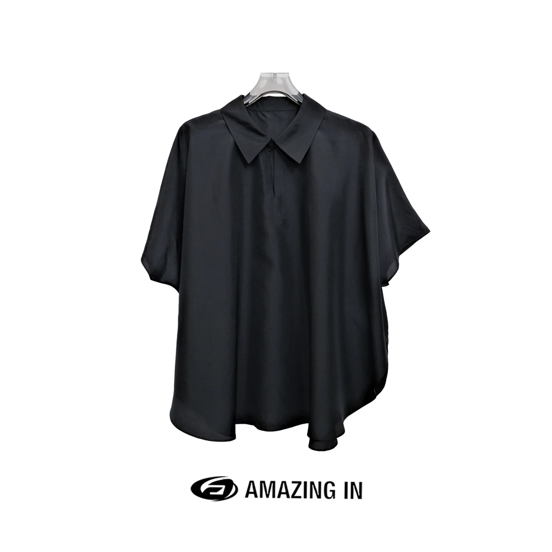 AMAZING IN “追忆”100桑蚕丝纯色舒适短袖衬衫 A240512-NYXX-0001