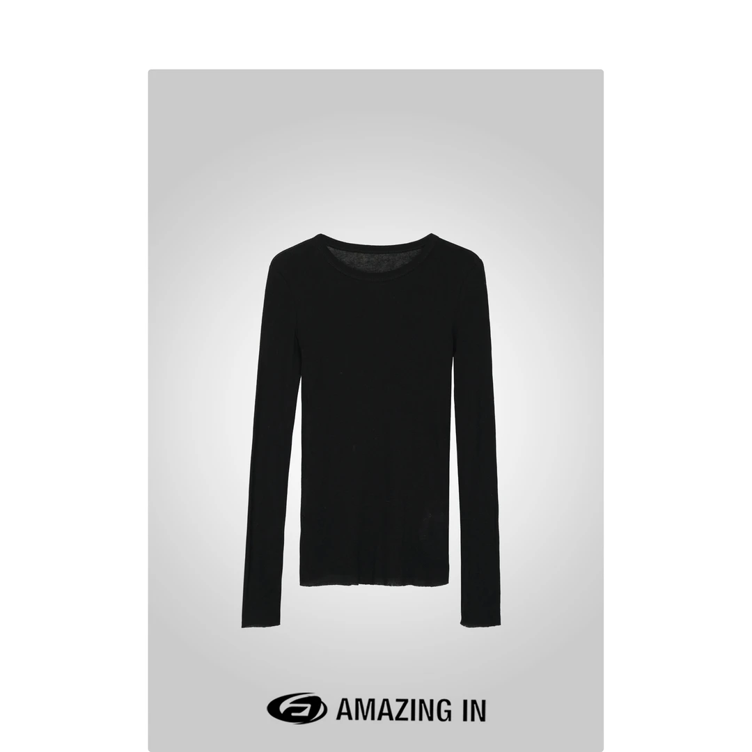 AMAZING IN | 羊毛×棉 | 简约百搭长袖打底T恤 A240906-YDY-10554