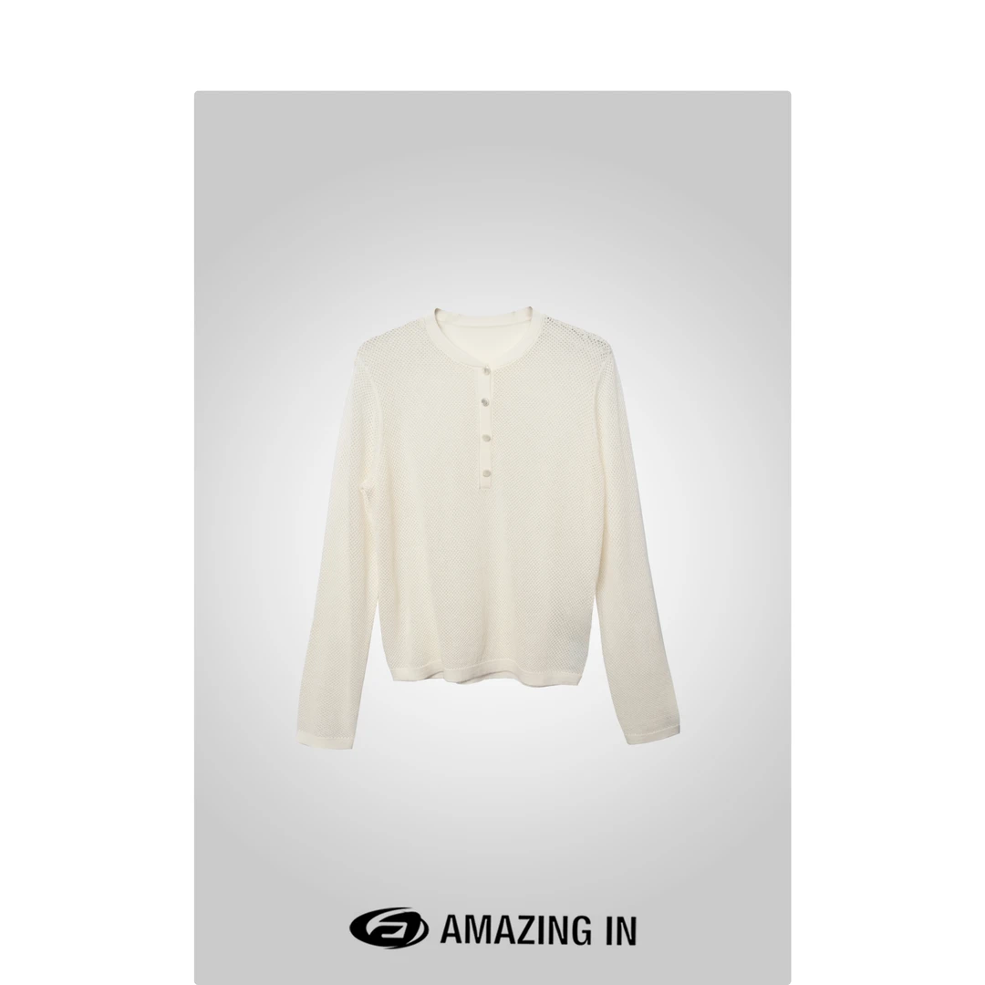 AMAZING IN “念归”100山羊绒简约镂空针织衫 A240723-NYSC-T24020