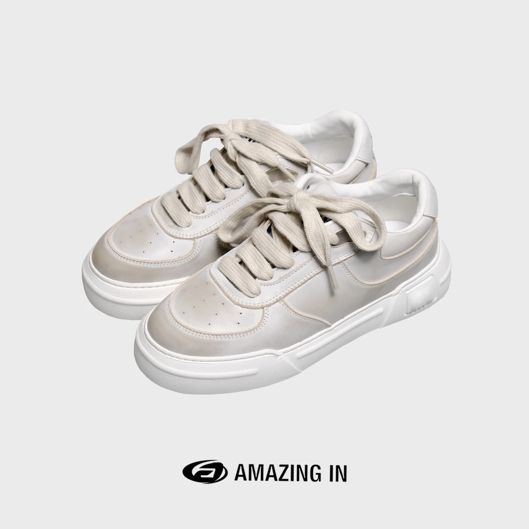 【破价】AMAZING IN 复古做旧脏脏鞋百搭厚底小白鞋A23727-SH004