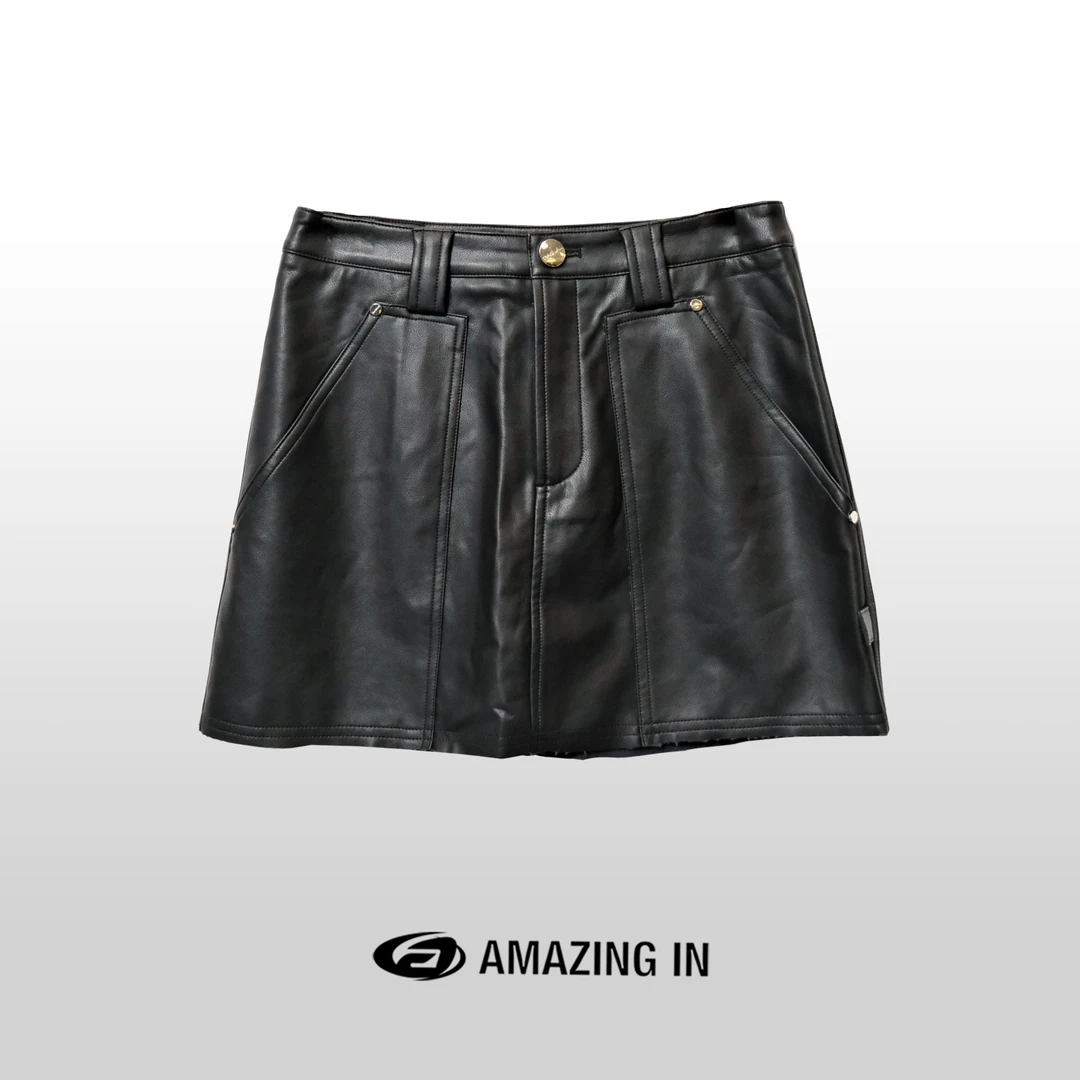 AMAZING IN ”极简主义“双边大口袋百搭小皮裙 A240223-LQ-Z5145