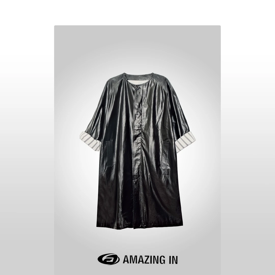 AMAZING IN | 亚麻天丝 | 撞色条纹涂层风衣外套 A240717-MZ-4088