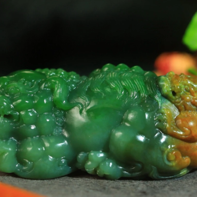 190026玉美人小程和田玉老坑料碧玉事事如意摆件