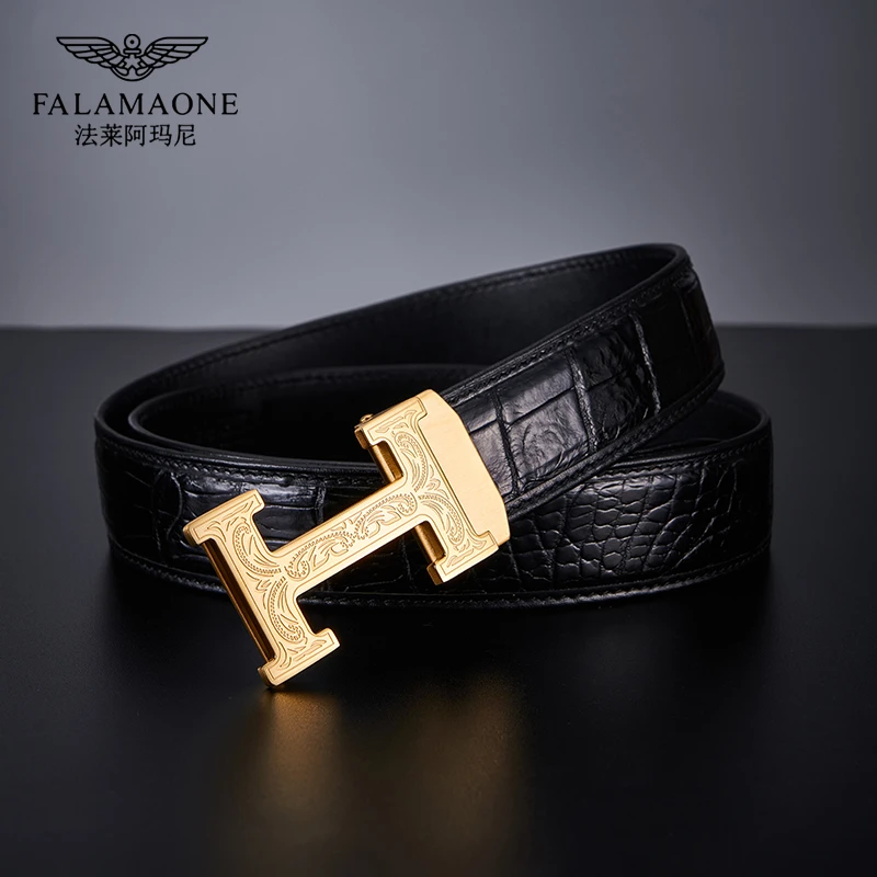 正品男奢侈品牌鳄鱼皮皮带真皮时尚百搭高档商务裤腰带潮流裤带潮