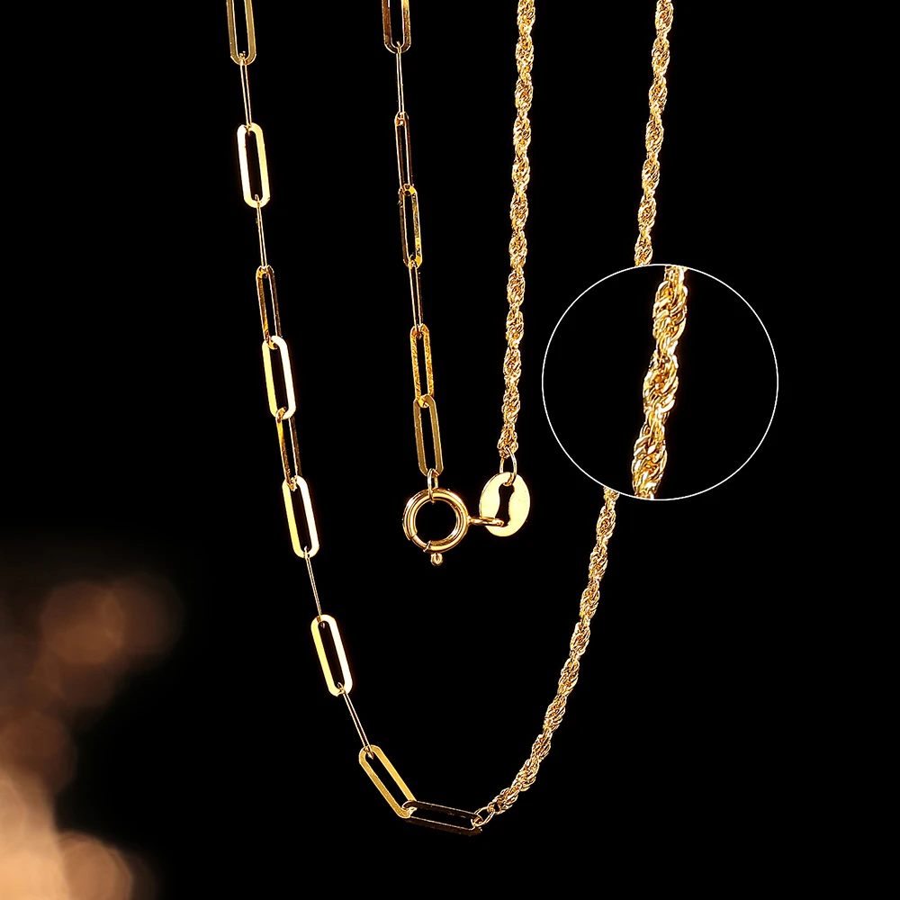 【小洁专属】18k麻花+卡链AB项链 45cm 百搭时尚简约