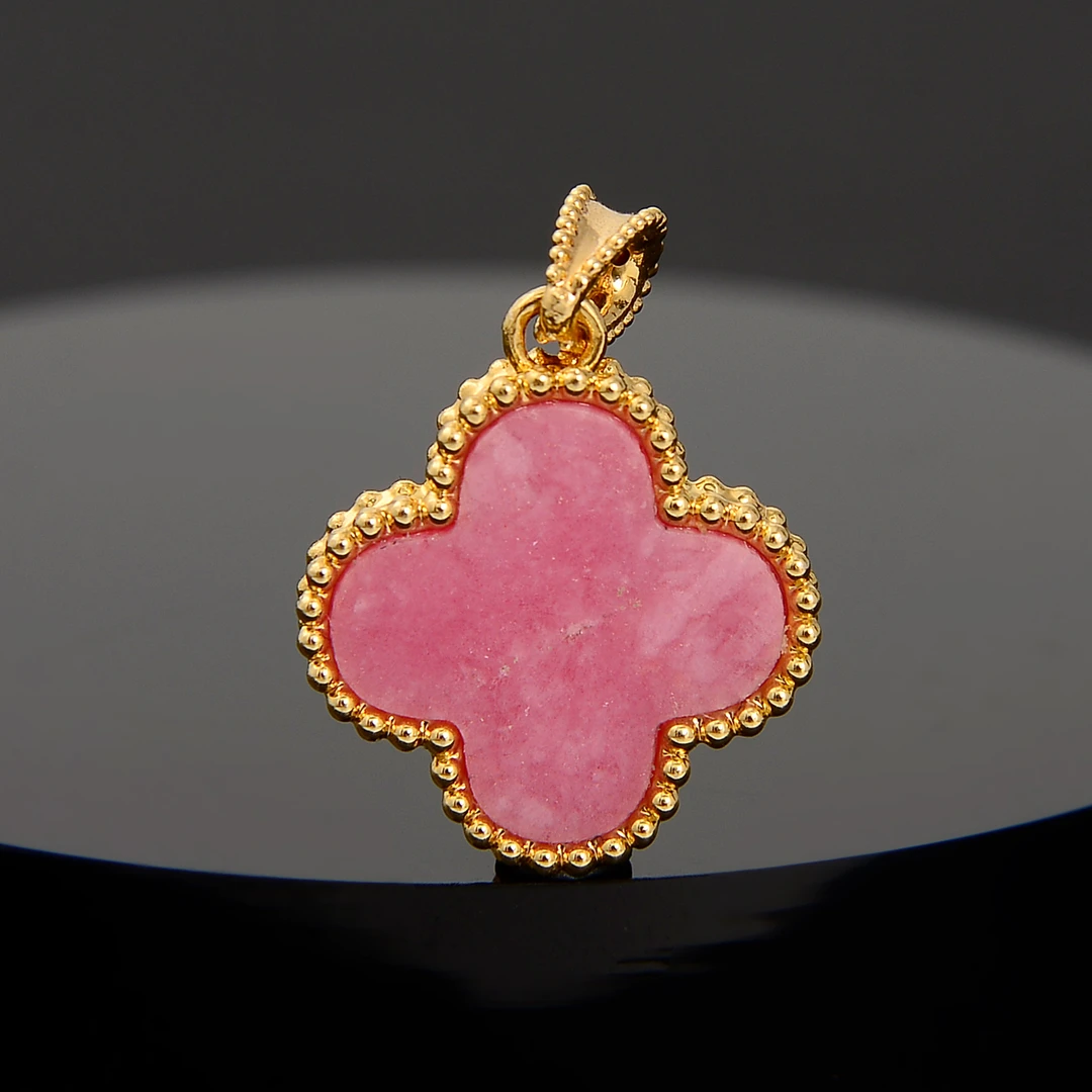 【婷婷专属】18K金蔷薇石四叶轻奢吊坠 15mm（不含链）时尚百搭轻