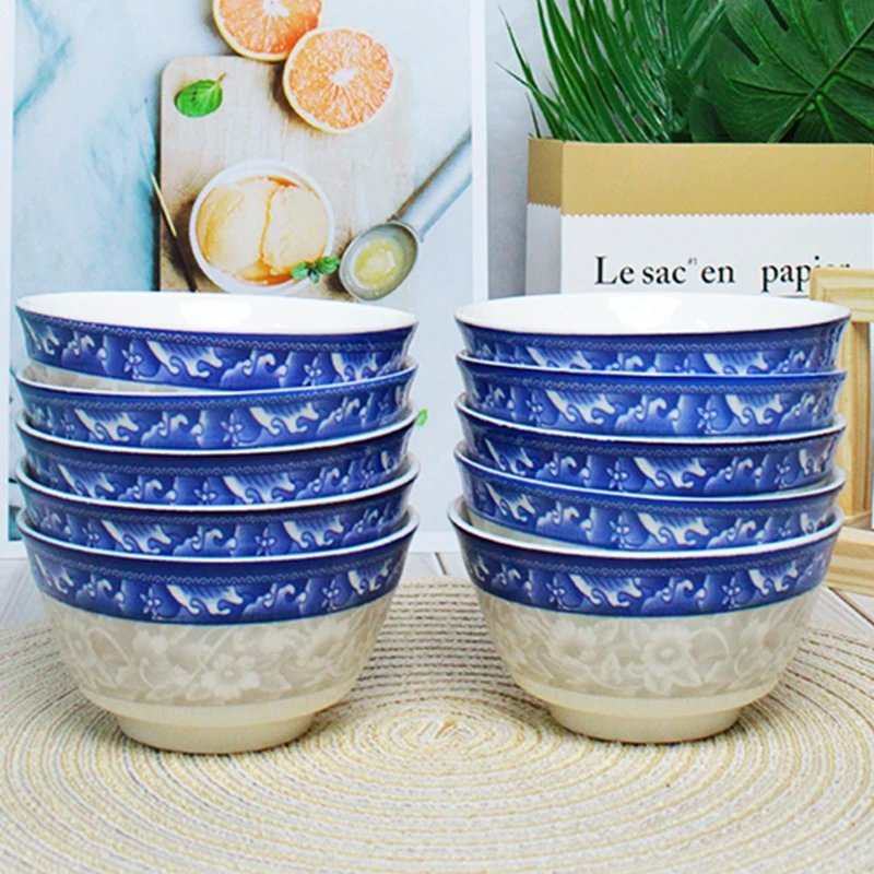 陶园春复古青花瓷8件套家用简约陶瓷釉下彩餐具套装米饭碗菜盘