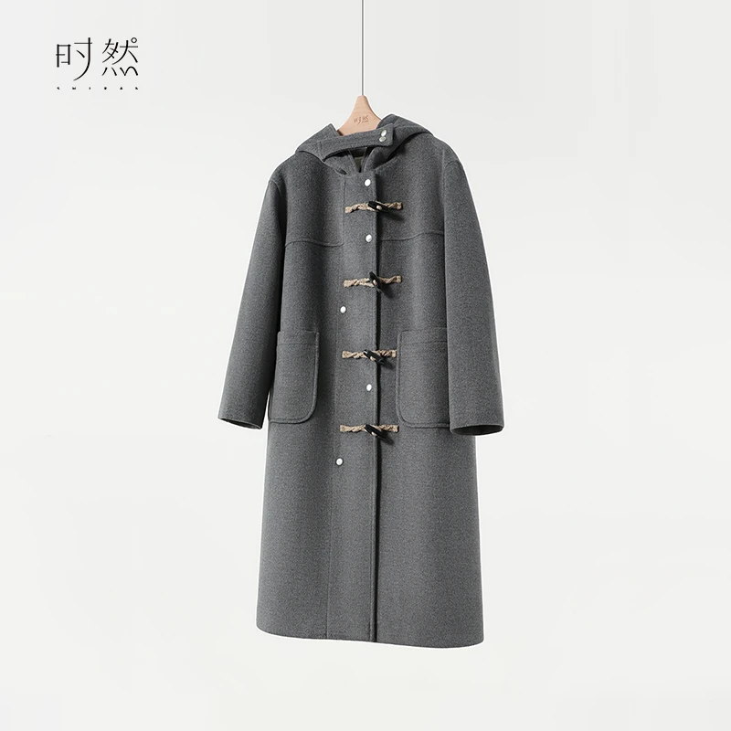 时然微胖大码女装冬季新款大衣保暖显瘦毛呢外套百搭洋气上衣