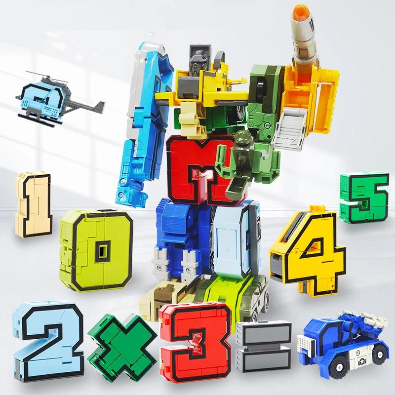 新乐新数字变形玩具单个装可合体机器人金刚积木战士机甲汽车儿童