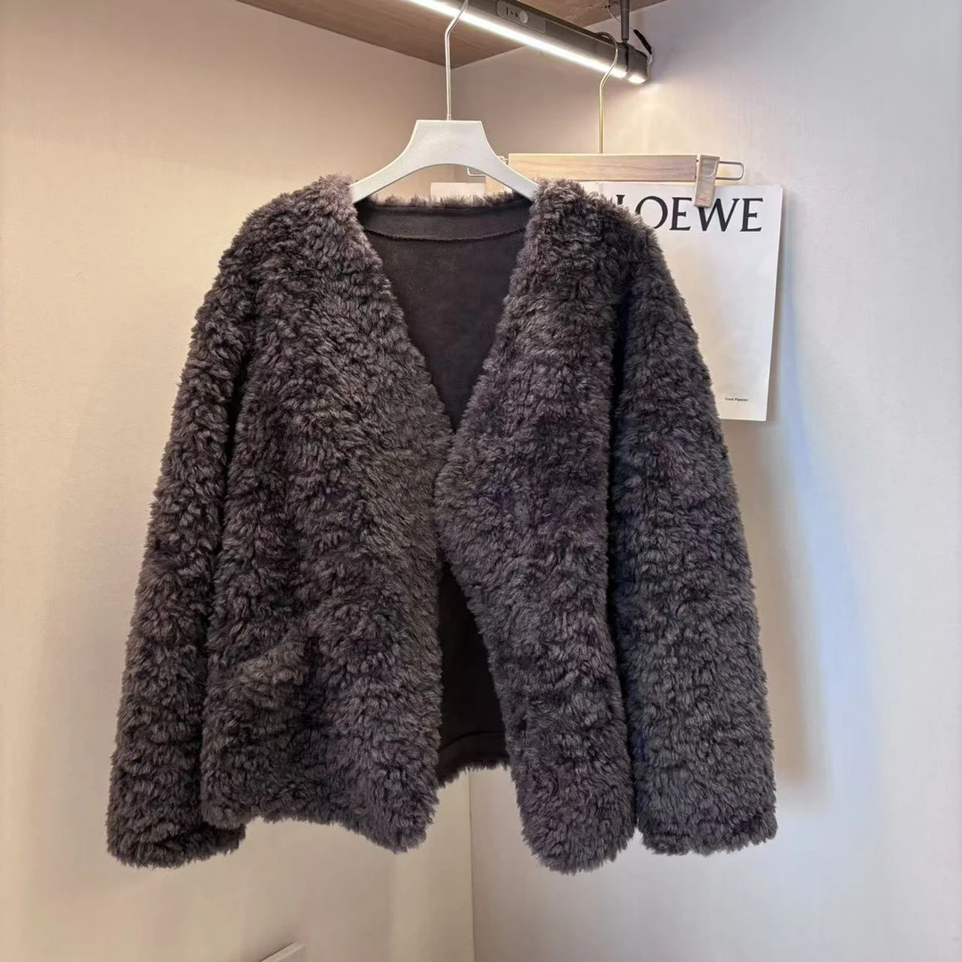 Barbie【薇薇推荐】秋冬韩版气质宽松时尚中长款外套皮毛一体33267