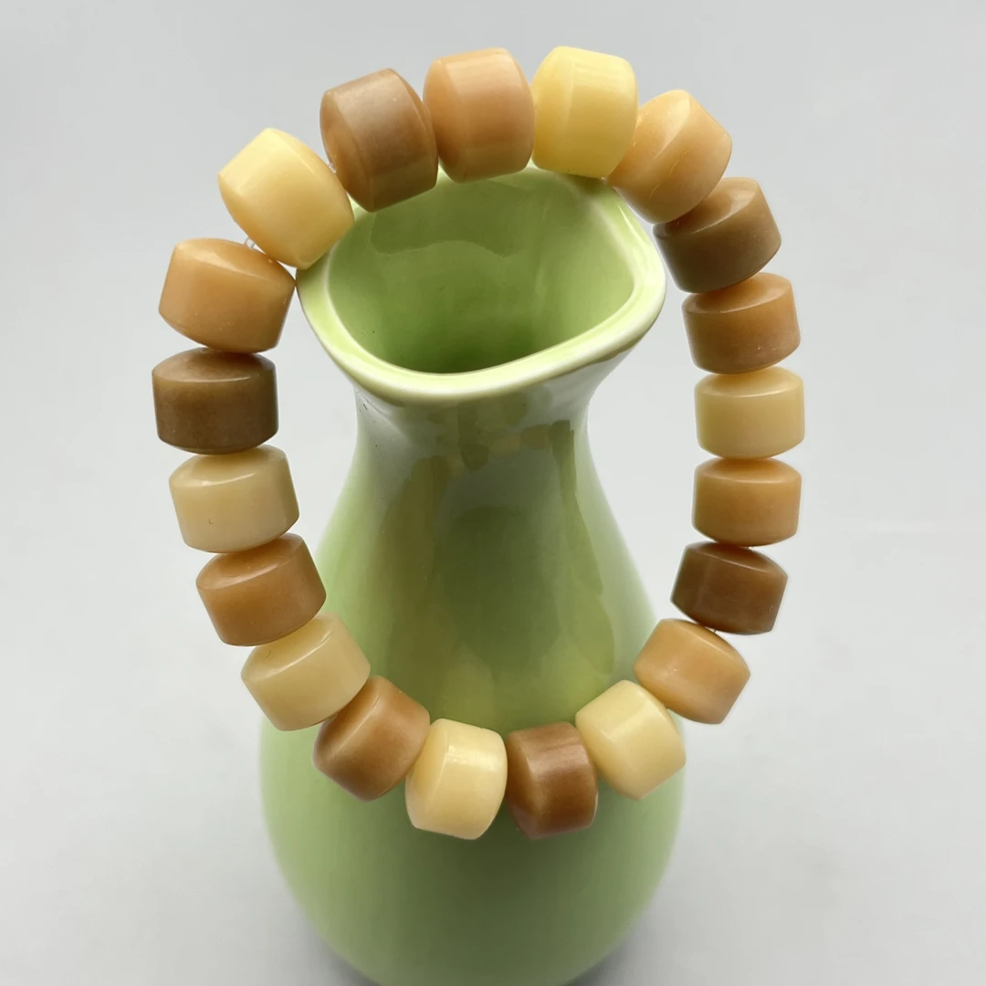 WW087-菩提黄色桶珠12mm单圈手串