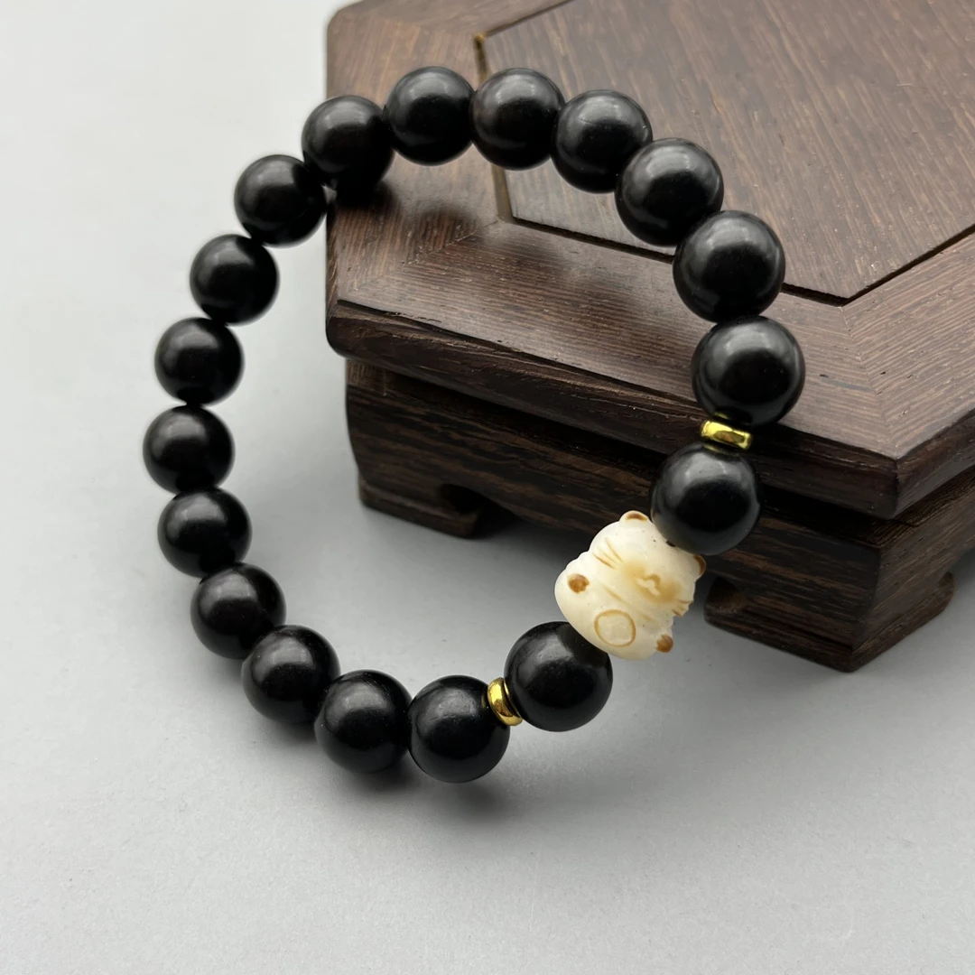 WW437-紫光檀加招财猫10mm单圈手串