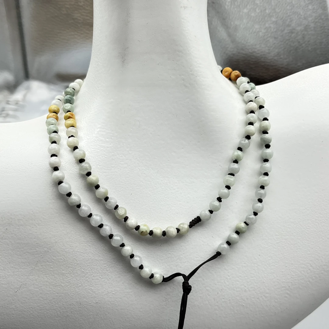 Z329-翡翠素珠项链6mm+多样性发货百搭复古时尚女款精美长链经典