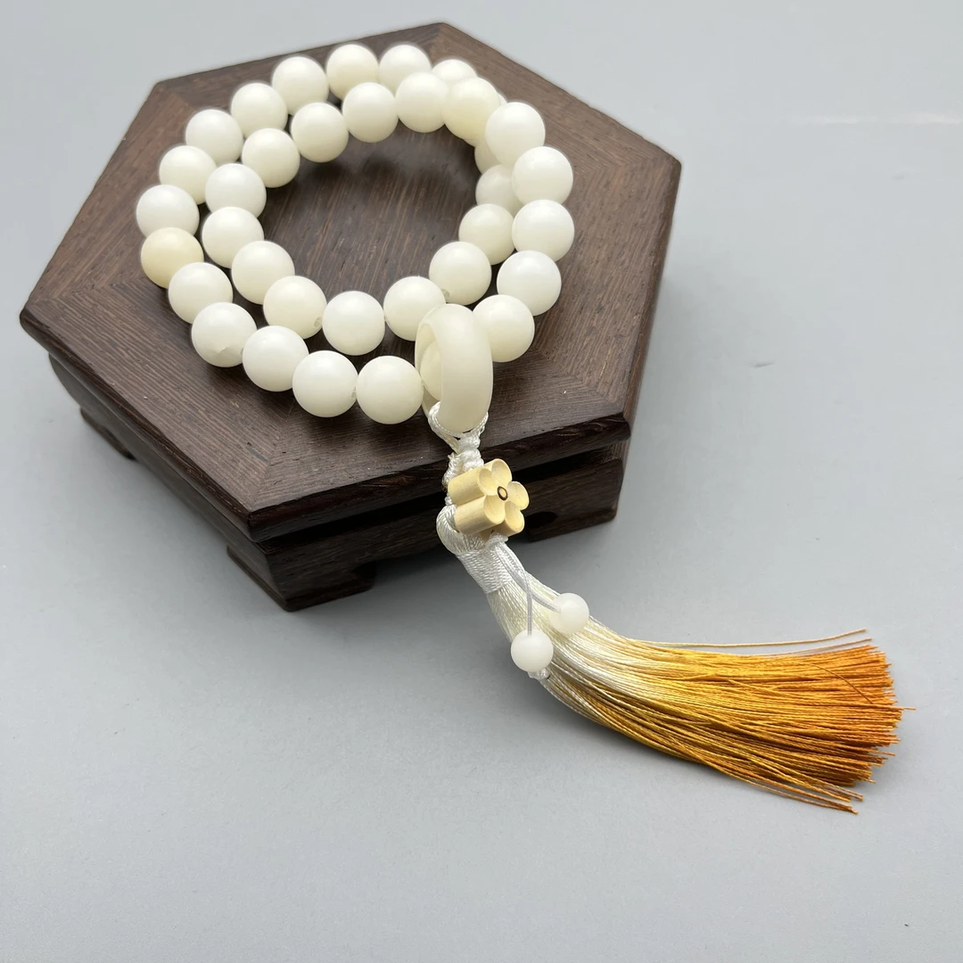 WW040-白色双圈配手持梅花9mm+手串