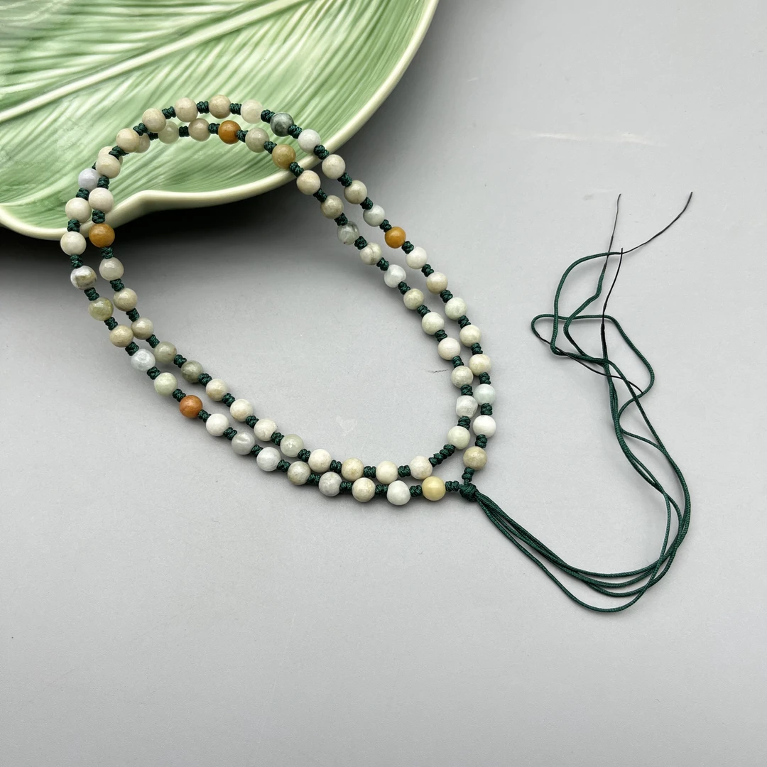 Z328-翡翠素珠项链5mm+多样性发货编织长款百搭时尚长链可调节