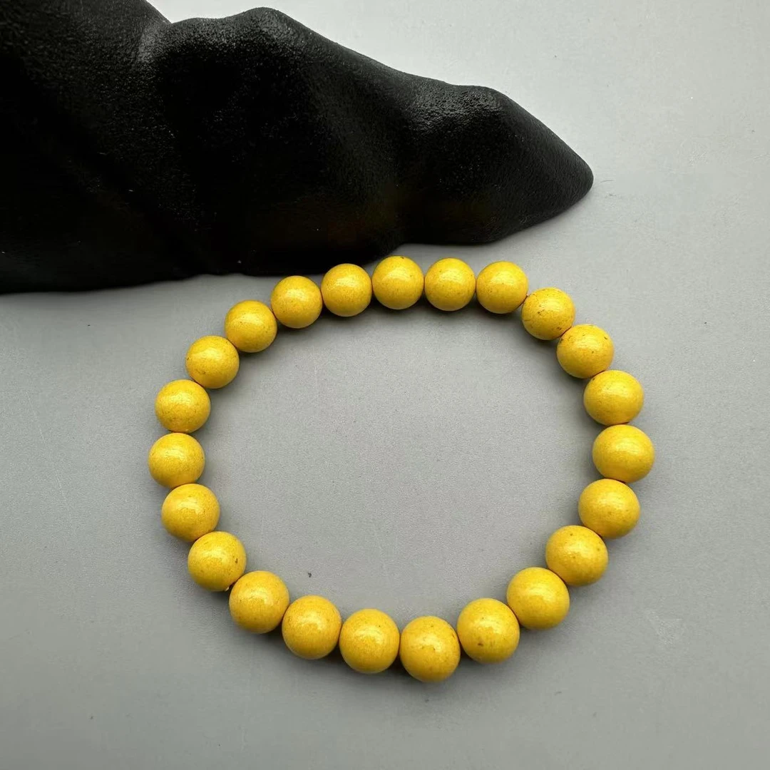 非金属树脂手链  x163-简约款8mm黄色素圈单圈手串