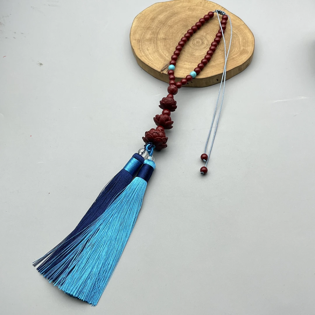 含辰砂工艺品ZC472-经典朱砂紫金砂雕刻莲花挂件