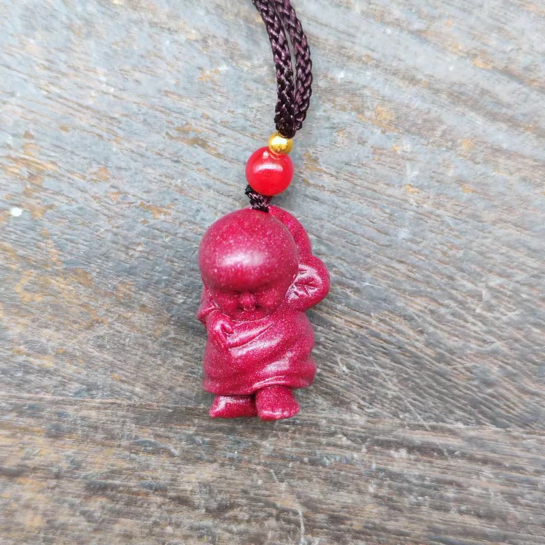 含辰砂工艺品经典紫金128-紫金雕刻睡袋佛吊坠