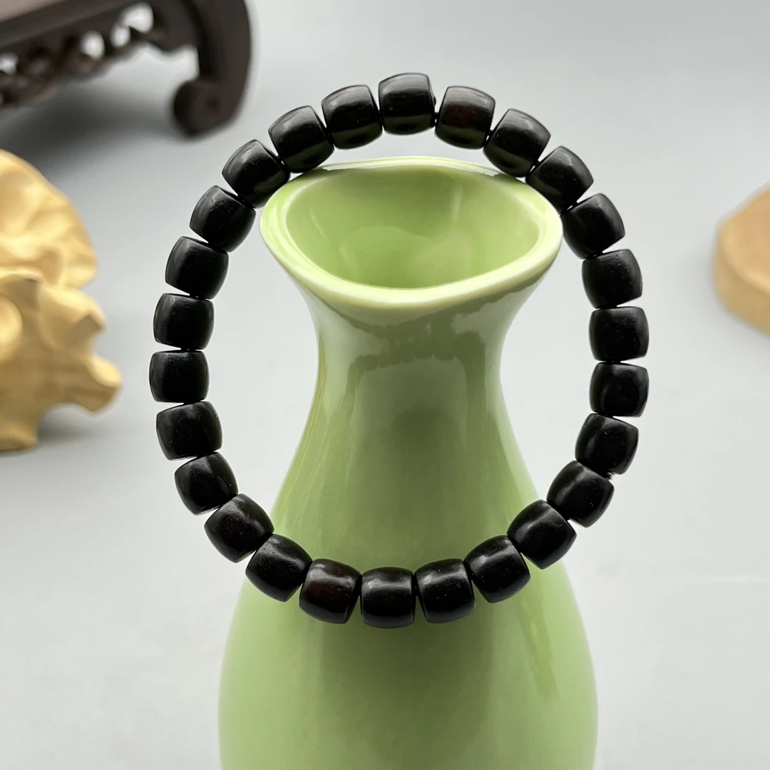 WW546-黑檀木直切桶珠款单圈手串7.8mm