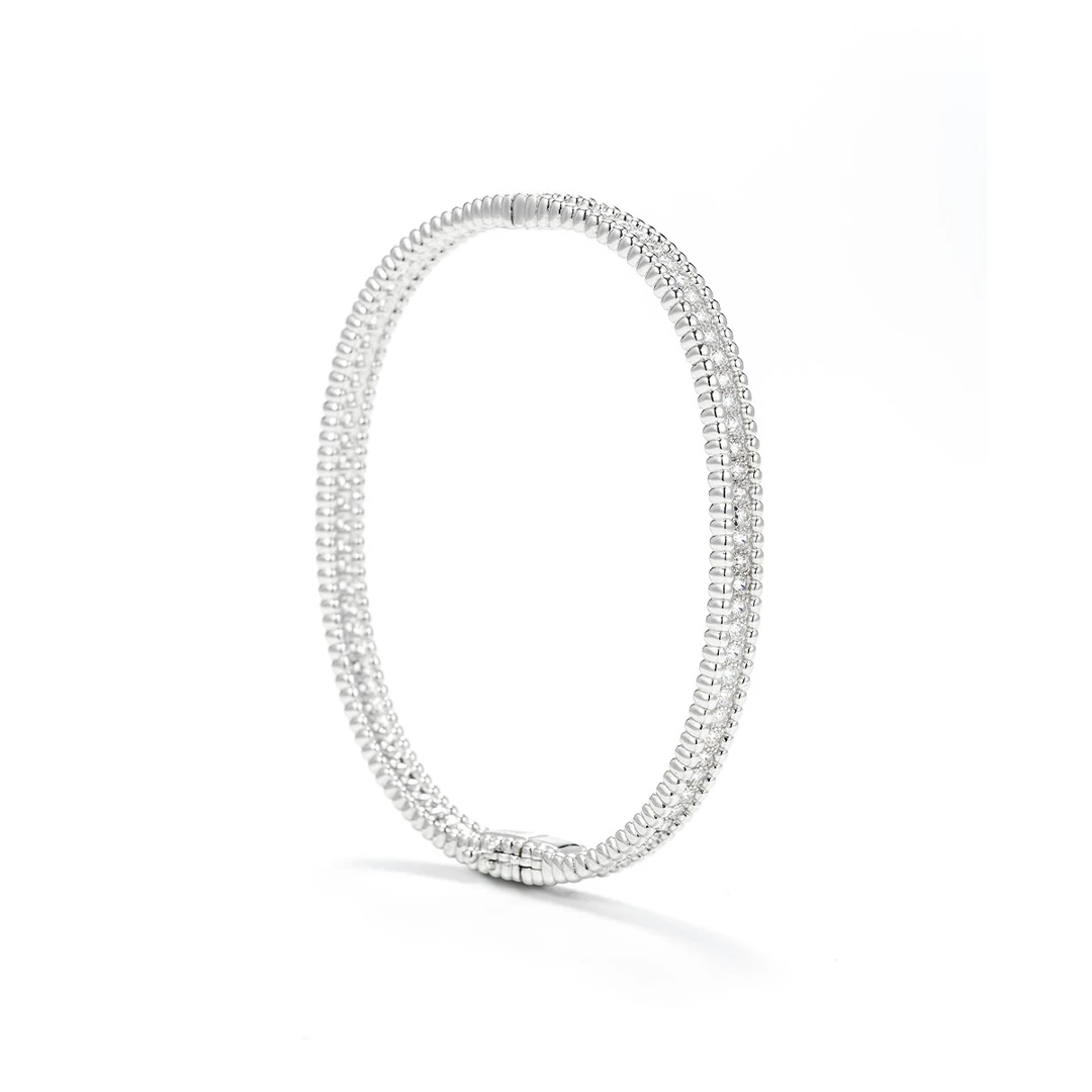 925银手镯 白米珠珠白色灵动高级感满钻时尚手镯百搭简约