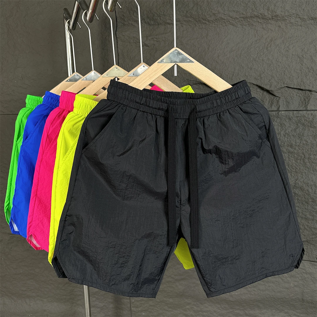 夏季速干透气短裤男士纯色宽松运动休闲五分裤潮流百搭外穿沙滩裤