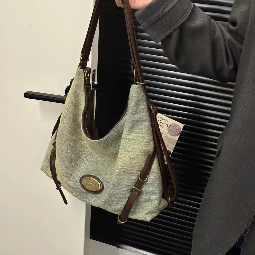 2024秋冬新款水洗牛仔双肩包复古美式百搭一包多背A092