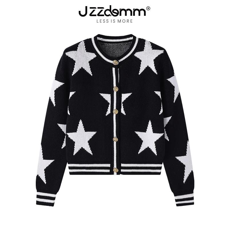 九州诚品/JZZDEMM五角星提花金扣小香F开衫外套女时尚气质上衣潮
