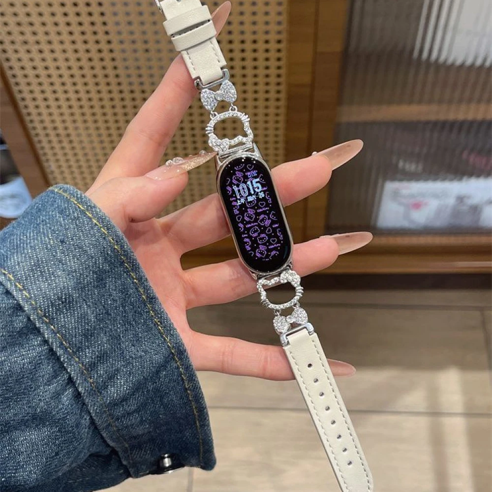 ins风适用小米手环9pro/8金属KT拼皮表带红米手表watch4腕带7/6/5