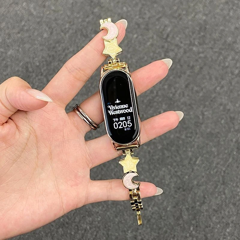 ins风适用小米手环8表带星月流沙链条表带765代通用nfc秋冬轻奢女