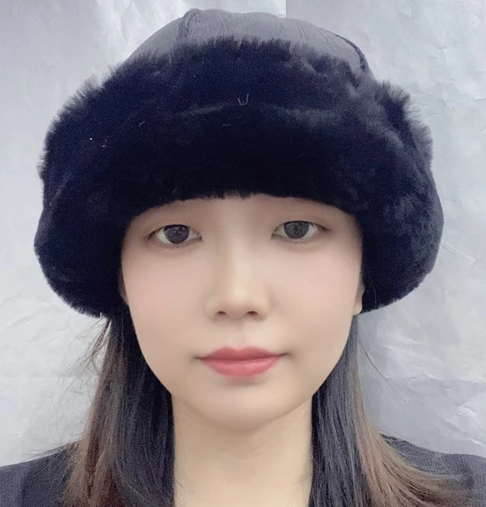 纯手工缝制加厚羊皮地主帽子男女真皮真毛皮毛一体护耳防风保暖