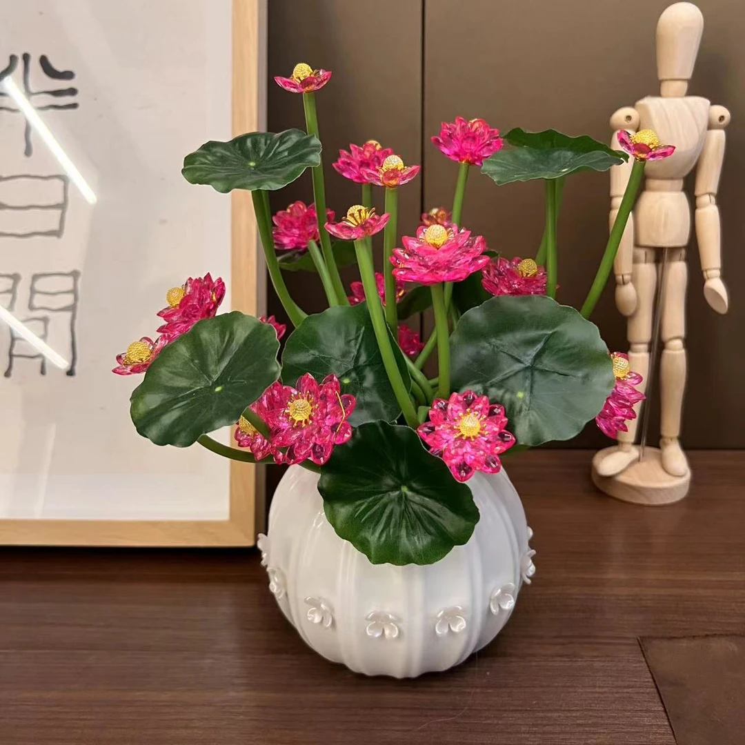 【爆款】水晶荷花手工DIY材料包【不带花瓶】