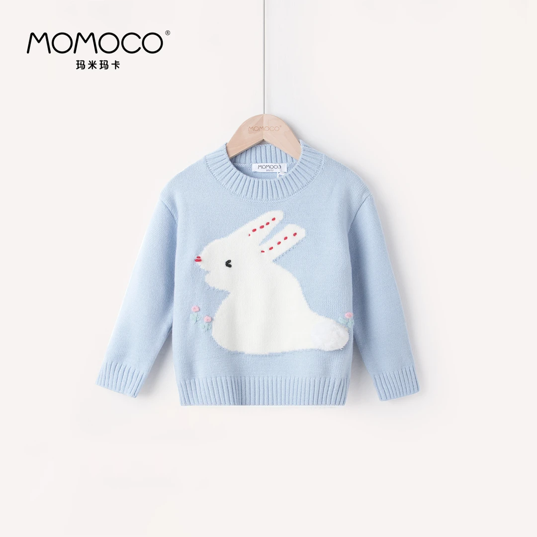 MOMOCO【662】儿童秋冬季百搭洋气甜美小兔子圆领毛衣76830230215