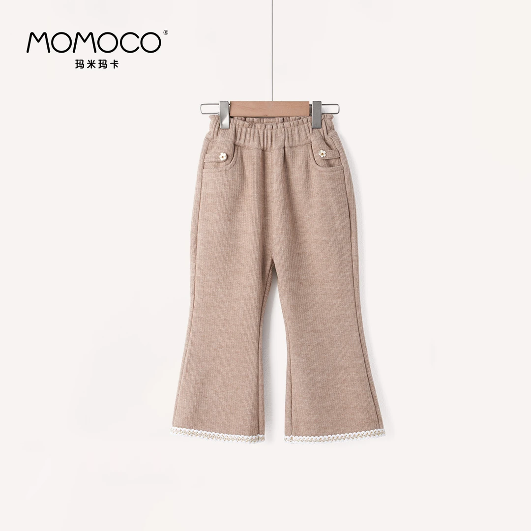 MOMOCO【903】儿童冬季百搭休闲纯色韩版加绒喇叭布裤76830354203